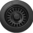 Serene Valley 3-1/2 inch Kitchen Sink Strainer Assembly with Stopper for Matching Color of Granite or Fireclay Sinks (Black)