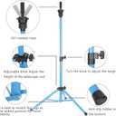 Mannequin Head Stand, Adjustable Wig Head Stand, Reinforced Metal Mannequin Head Stand Wig Stand Tripod for Cosmetology Hairdressing Training (blue, 48inch)