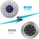 NFESOLAR 16 Pack Solar Lights Outdoor, 16 LEDs Bright Solar Ground Lights Outdoor Waterproof for Pathway Garden Yard Lawn Walkway Driveway (White)