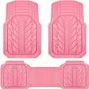 CAR PASS Heavy Rubber Car Floor Mats, Deep Waterproof Car Mats All Weather, Universal Trim-to Fit Automotive Floor Mats for Car SUV Truck Van, Durable Cute Floor Liners for Women Girly (All Pink)