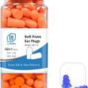LYSIAN Soft Foam Earplugs 38dB SNR, 60 Pairs, Disposable Noise Cancelling Ear Plugs for Snoring, Working, Sleeping, Industrial - Orange (SA-7-5)