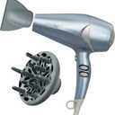 Infiniti PRO CONAIR Hair Dryer with Diffuser and Concentrator, 1875W Style & Shine Blow Dryer with Tourmaline and Ionic Conditioning to Fight Frizz, 3 Heat & 2 Speed Settings, Blue