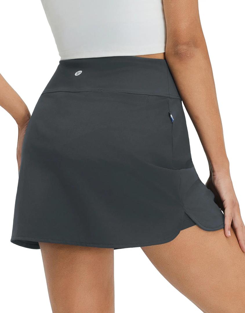 M MAELREG High Waisted Tennis Skirts for Women Stretchy Athletic Skirts for Pickleball Mini Lined Golf Casual Skort Dark Grey