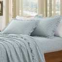 KKJIAF 2 Pcs Plaid Ruffle Pillow Case Standard Size, Cotton Gingham Ruffled Euro Sham Pillow Covers 20x26 Inch, Linen Feel Plaid Bed Pillow Shams with Envelope Closure for Sofa Bed (Dusty Blue Plaid)