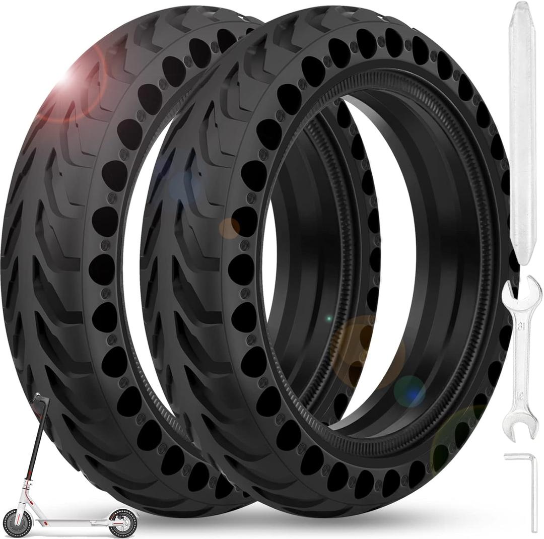 BANGTING 2PCS 8.5x2 inches Solid Tires for Electric Scooter, 8 1/2 x2 Tire for Gotrax GXL V2 / XR/APEX, 50/75-6.1 Tire Replacement for Xiaomi Pro 2 / M365 / 1S and All 8.5'' Scooter Tires (Black)