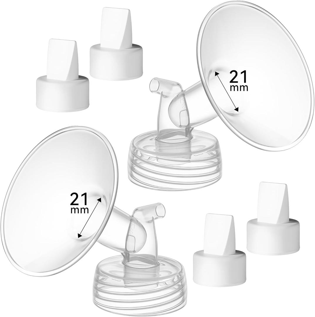 21mm Breast Pump Parts Replacement Kit Compatible with Spectra S1 S2, Flange & Duckbill Valve Set, BPA Free Accessories, 6 Pack