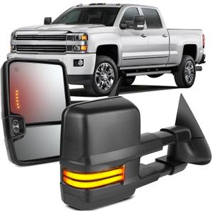 OCPTY Towing Mirrors Power Heated Left Driver Right Passenger Side Tow Mirrors Fit For 2003-2006 For Chevy Silverado For Gmc Sierra Pickup All Models With Led Turn Signal Running Light With Black 
