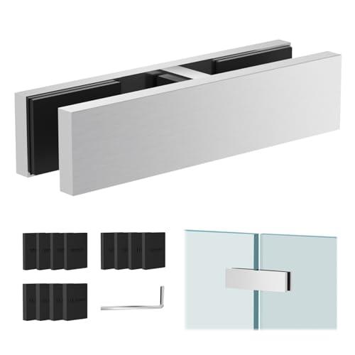 Gyykzz 1 Pack T316 Marine Grade Railing Glass to Glass Clamp, 180 Degree Double Side Bracket for Balustrade, Stainless Steel Brushed Finish Railing Clip Holder for Pool Fence, Balustrade, Balcony Deck