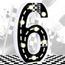 Pack of 2, Racing Car Light Up Numbers Checkered Decorations Happy Birthday Light Up Sign Racetrack Inspired Decor Cars Theme Party Supplies (Number 6)
