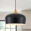 14” Industrial Pendant Light Dome Matte Black Adjustable Modern Chandelier for Kitchen Island Dining Room Bedroom Hallway, UL Listed