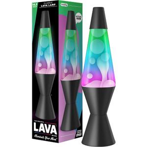 The Original Lava Lamp - 14.5" Gunmetal Grey - Classic Liquid Motion Lamp - Tri-Colored Green/Blue/Purple - Item #2098, Multicolor