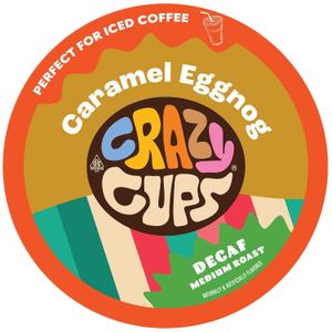 Crazy Cups Decaf Flavored Coffee Pods, Decaf Eggnog Coffee, Holiday Blend Coffee, Single Serve Coffee for Keurig K Cups Machines, Hot or Iced Coffee, Medium Roast Coffee, 22 Count (EXP 11/06/27)