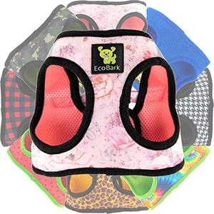 EcoBark Floral Dog Harness - Soft Luxury Step in Dog Harnesses in Floral Pattern - Safe & Secure Dog Halter Vest Wrap, Small- 7 to 10 lbs - Chest Up to 14 in