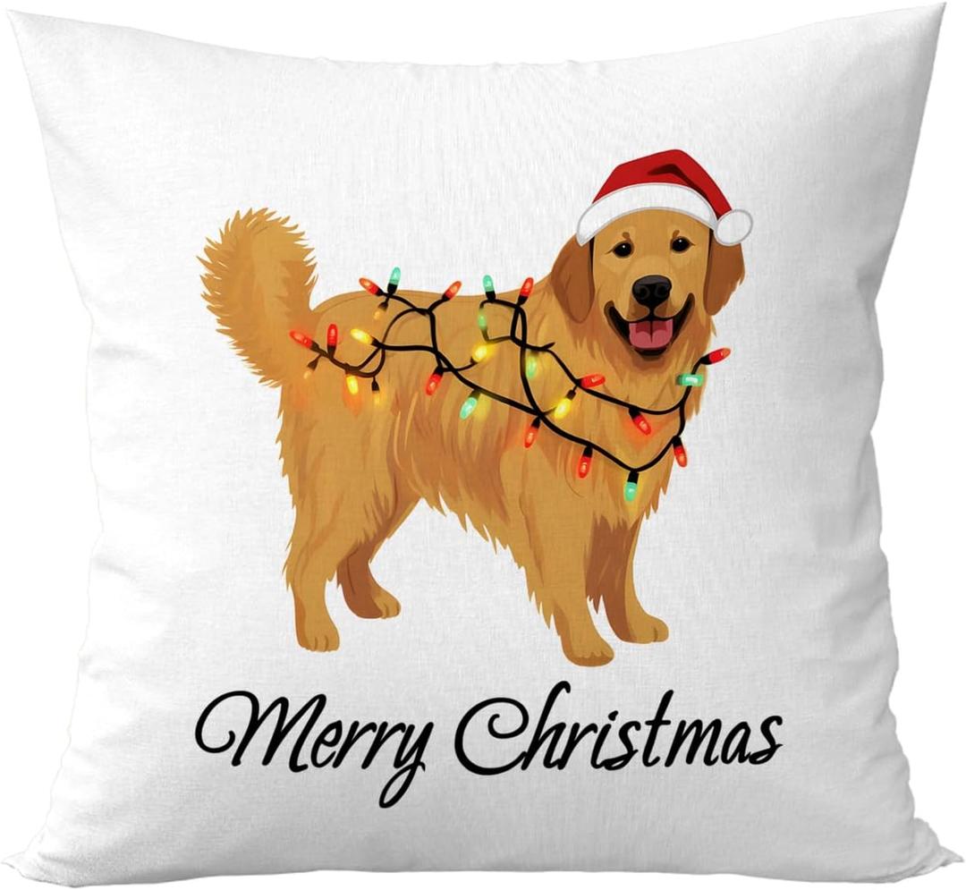 Golden Retriever Pillow Cover - 18x18, Perfect Golden Retriever Gifts for Christmas