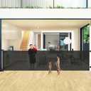 48" Tall X 180" Extra Wide Retractable Baby Gates for Large Openings, Extra Tall Dog Gate for Doorways Indoor Outdoor Pet Gate for Dogs Long Mesh Gate for Kids or Pets, Black