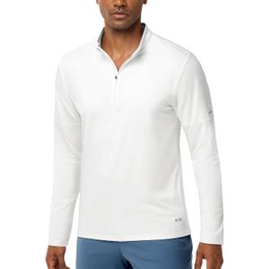 MIER Mens Quarter Zip Pullover Fleece Lined Dry Fit Golf Shirt | Moisture Wicking, Quick Dry, 4-Way Stretch, Reflective Details, Running Athletic Workout Gym, Midweight (White, S)