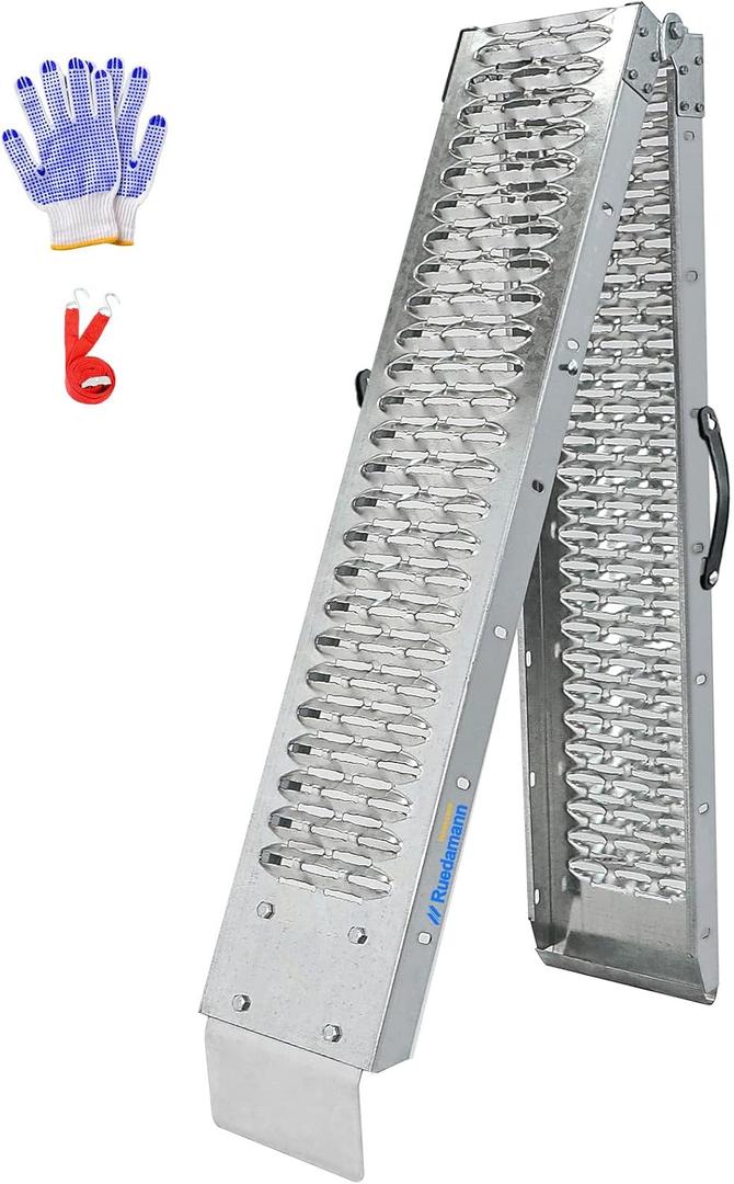 Ruedamann 83" Folding Motorcycle Ramp, 480 lbs Capacity Steel Bike Ramp for Truck, Anti-Slip Loading Ramp for Dirt Bike, ATV, Lawn Mower, Outdoor Powersports, 1PC for Pickup Trailer & Tailgates