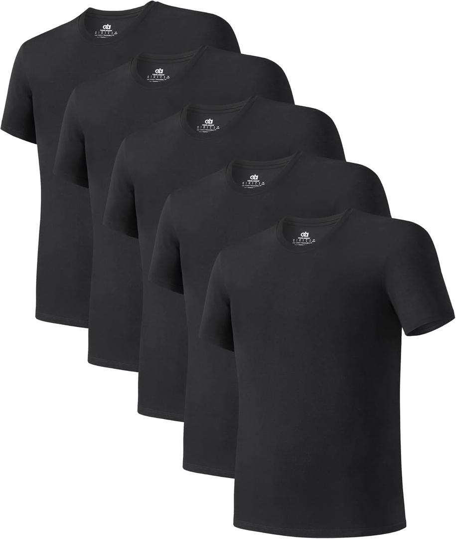 DAVID ARCHY Men's Undershirt Bamboo Rayon Moisture-Wicking Crewneck T-Shirts Stretch Tees for Men, 3 or 5 Pack (Large)