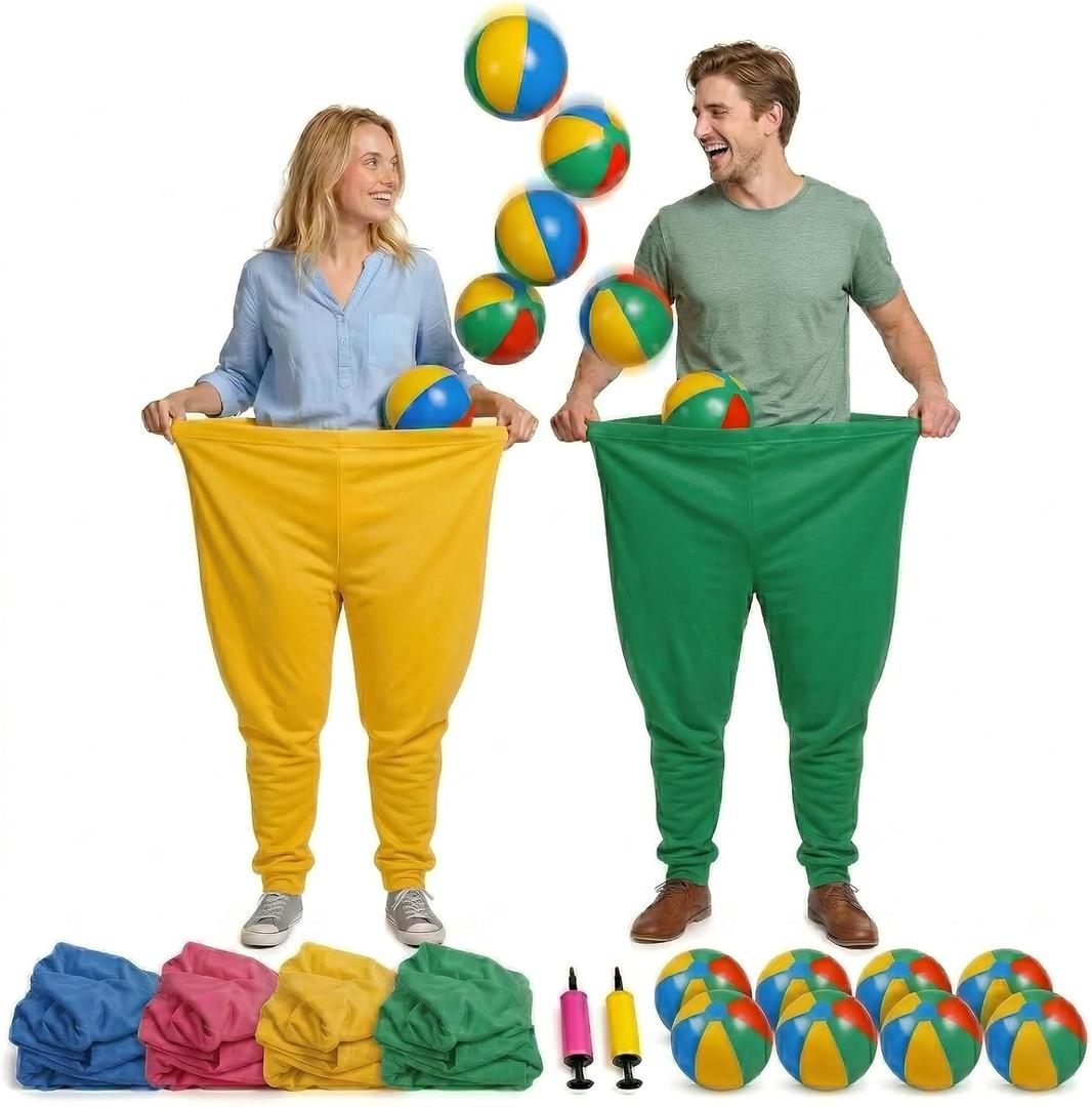 Granny Pants Yard Game, Granny Pants Outdoor Game for Adults and Kids, Giant Outdoor Tossing Games with Oversized Pants and Bouncy Balls, Family Reunion Party Field Game Set (Colorful)