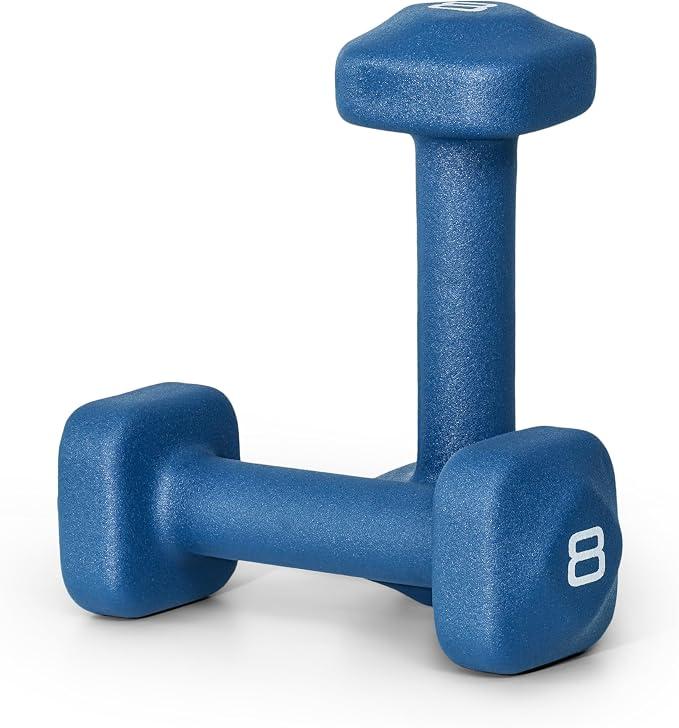 Tone Fitness Neoprene Dumbbell Weight Pairs with Anti-Roll Square Head | Multiple Options  8 lb - Pair