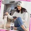 6 Pcs Cat Mom Gifts for Women Include Cute Cat Beanie 20 Oz Tumbler Greeting Cards Keychain Storage Bag Gift box for Birthdays Mother's Day Christmas (White)