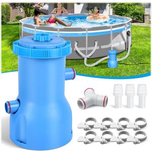 Basic Series 530 GPH Above Ground Pool Filter Pump - ETL Certified Pool Cartridge Filter Pump System with GFCI Protection | Enhances Water Clarity - Efficiently Removes Impurities - Sky Blue