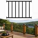 Porch and Deck Railing, 3ft W x 36in H Railing with Screws, Black Textured Powder Coating Rail System for Outdoor Decks, Porches and Balconies, Terraces, Gardens