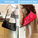 KAMEILONG Trendy Red Shoulder Bag for Women Patent Leather Hobo Handbags Y2K Purses Clutch Bag Cute Bow Purse