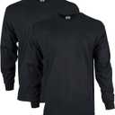 Gildan Adult Ultra Cotton Long Sleeve T-Shirt, Style G2400, Multipack (3X-Large, Black)