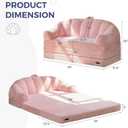MAXYOYO Folding Sofa Bed, 2 in 1 Convertible Sofa to Lounger Comfy Loveseat Bean Bag Chair for Adults, Floor Sleeper Couch with Handle, Faux Fur Couch Bed for Living Room Bedroom, Pink, Loveseat