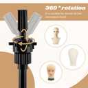 Wig Head Stand, Adjustable Mannequin Head Stand for Styling, Wig Stand Tripod for Cosmetology Hairdressing Training, with Wigs Caps, Comb, Storage Bag(COLOR:black)