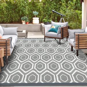 10x14 Outdoor Rug, Plastic Woven Patio Mat, Waterproof RV Camping Rug