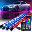 Xprite 4Pcs Underglow LED Lights for Cars, 8 Color RGB 252 LEDs Sound Active Function Music Mode Underglow Kit, Bluetooth APP & Remote Control, Waterproof Underbody Neon Strip Light for Car SUV Truck