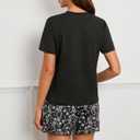 Laqeyko Cute Pajamas for Women Shorts Set Short Sleeve Tops and Shorts Pjs Sets Nightwear Sleepwear (Black, XL)
