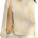 KFUBUO Women's Oversized Sweatshirt V Neck Long Sleeve Pullover Hoodie 2025 Fall Fashion Sweatshirts (Yellow, L)