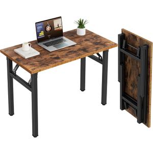 Need Small Folding Computer Desk, 35.8 Inch Writing Table, Rustic Brown