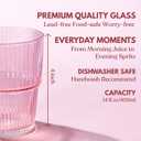 Ribbed Drinking Glasses Set of 4 - Stackable Glass Cups for Kitchen - Iced Coffee, Water, Juice & Mocktails - Aesthetic Water Tumblers Elegant Hostess Gifts Home Essentials (14 fl oz)