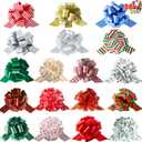 JOYIN 36 PCS Christmas Wrap with Ribbon Pull Bows 4.7", Pull Bows for Gift Wrapping, Easy and Fast Wrapping Accessory for Xmas, Baskets, Wine Bottles, Present, Florist, Bouquet Decoration