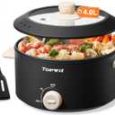 TOPWIT Hot Pot Electric, 4L Electric Pot with Non-Stick Coating, Dual Power Electric Cooker for Deep Frying, Steak, Pasta, Multi-Functional Large Capaity Shabu Shabu Pot for Party, Dark Black