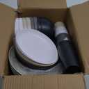 Supernal 32pcs Wheat Straw Dinnerware Sets,Plates and Bowls Sets,Reusable Plastic Plate,Microwave Dishwasher Safe,Plastic Dinnerware Set,Four Color Set 16pcs Plates,8pcs Bowls,8pcs Cups (White/Black/Light Grey/Dark Grey)