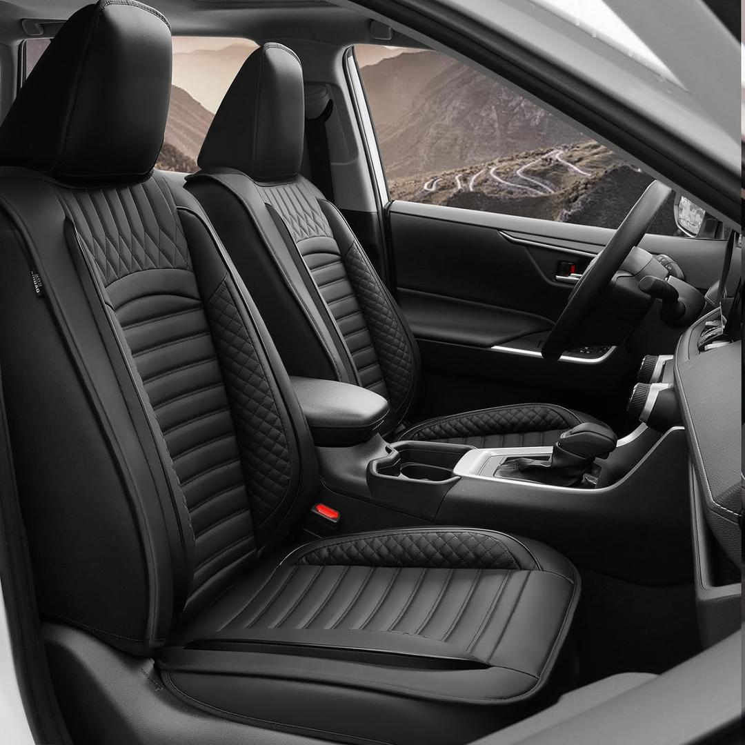 Car seat Covers Compatible with Toyota RAV4 2019-2024 2025 Hybrid XLE LE SE XLE Premium, Limited Automotive Cushion Protector Replacement, Waterproof Faux Leather, (Full Set, Black)