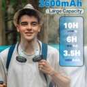 2 x Neck Fan, Hand Free Portable Neck Fans For Women, Kids, and Men, 3 Speed Adjustable Hanging Around Necklace Fan, Rechargeable Battery Operated Wearable Fan Personal Fans Cooling Neck Fan (Black)