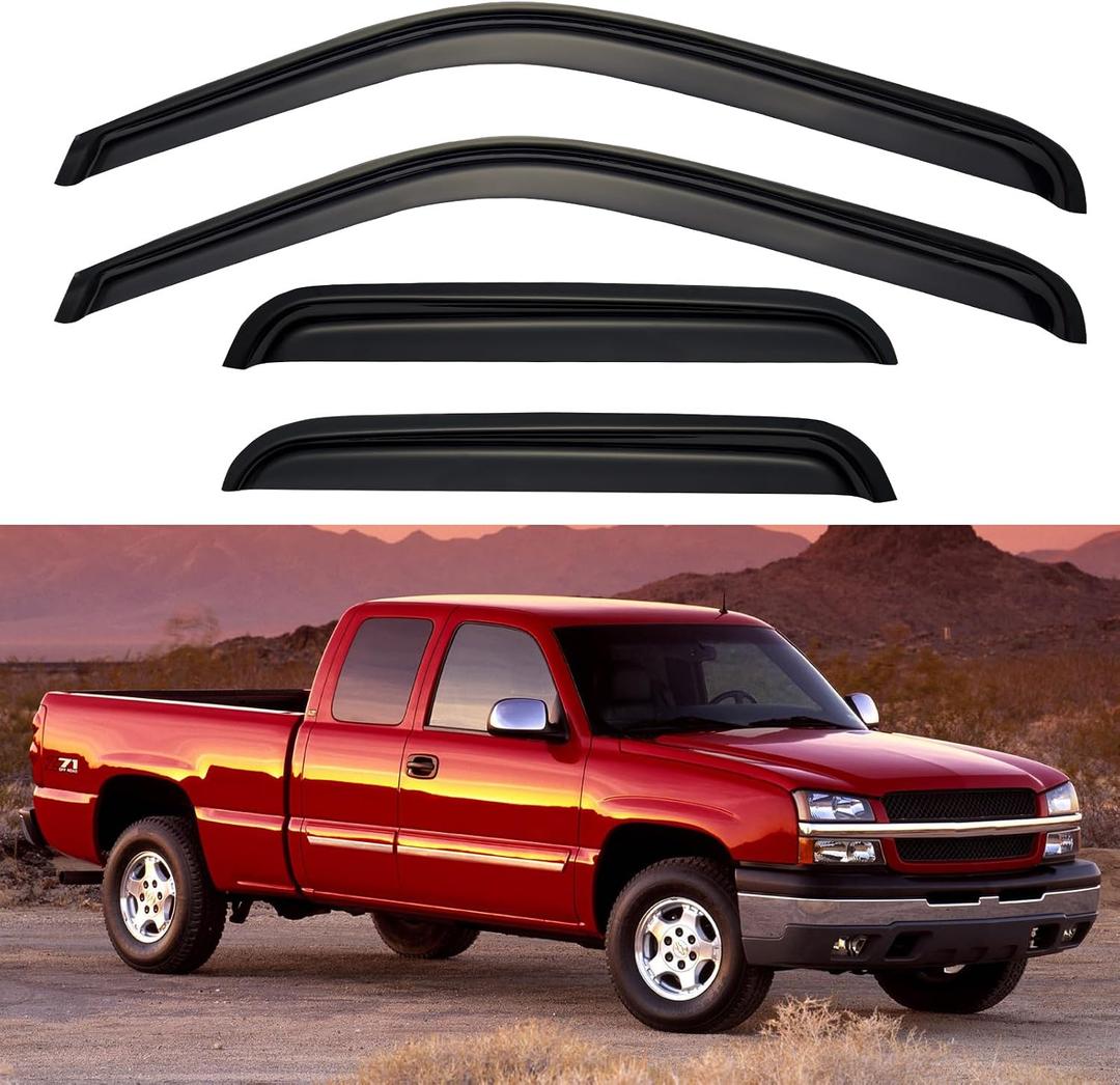 Window Visors Rain Guards for 1999-2006 Chevy Silverado/GMC Sierra 1500/2500/ 3500/ 2500HD, Window Vent Wind Deflectors Visors Shades for 2007 Silverado/Sierra Classic Model - Extended Cab
