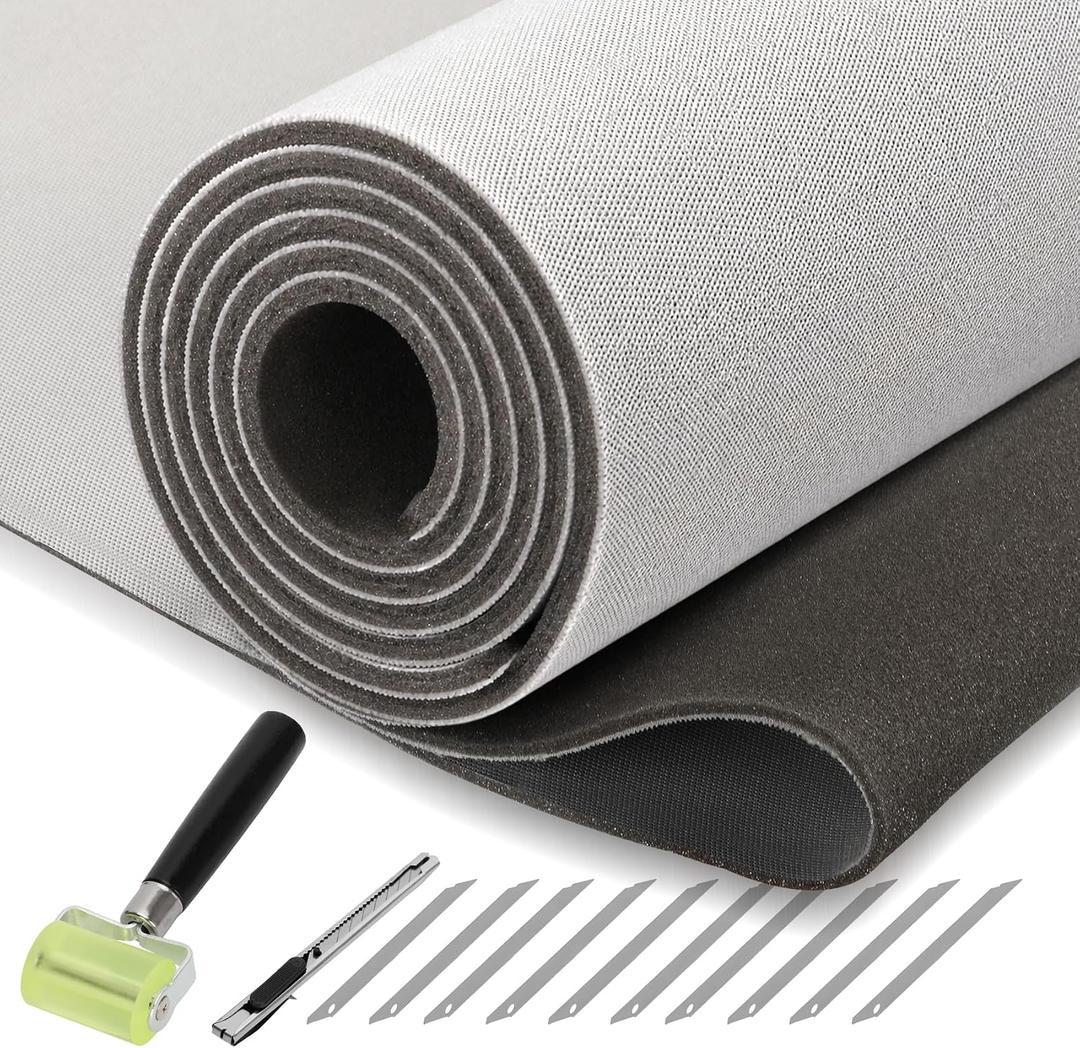 Gray Automotive Headliner Fabric 122 x 60 in with Foam Backing