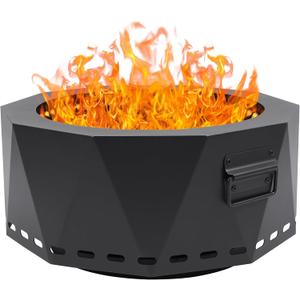 Smokeless Fire Pit Outdoor- 20 Inch Low Smoke Metal Fire Pits & Fireplaces for Outside with Carry Bag, Smokeless Wood Stove for Camping, Patio, Backyard, Garden, Picnic-L