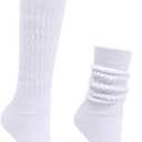 Intgoodluckycc Slouch Scrunch Socks for Women, Scrunch Long High Tube Socks (One Size, 1 Pair - White)