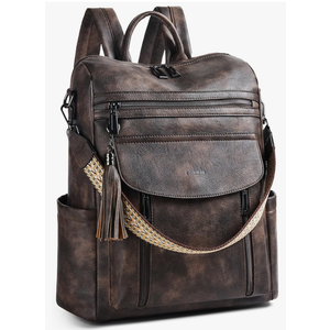 Shrrie Laptop Backpack for Women 15.6 inch,Travel Leather Backpack Purse Nurse Teacher Carry on Backpack Computer Bag,Professional Water-Resistant College Business Work Casual Daypack,Two-toned Coffee