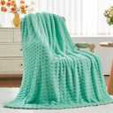 NEWCOSPLAY Super Soft Twin Blanket Aqua Premium Silky Flannel Fleece 3D Waffle Checkered Lightweight Bed Blanket All Season Use (Aqua, Twin(60"x80"))