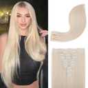 REECHO Hair Extensions, 11PCS Clip in Hair Extensions 28" Long Straight hair extensions HE005 Natural Soft Synthetic Hairpieces for Women Light Blonde