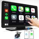 Wireless Carplay Screen, 7" HD Touchscreen Portable Car Stereofor Car with Apple CarPlay & Android Auto, Backup Camera/Siri/Bluetooth WiFi/GPS Navigation/AUX for All Vehicles